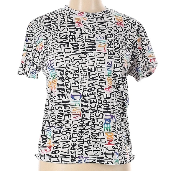 Athleta Size XXS Organic Daily Relaxer Elation Graphic Tee Pride Limited Edition - Picture 2 of 6